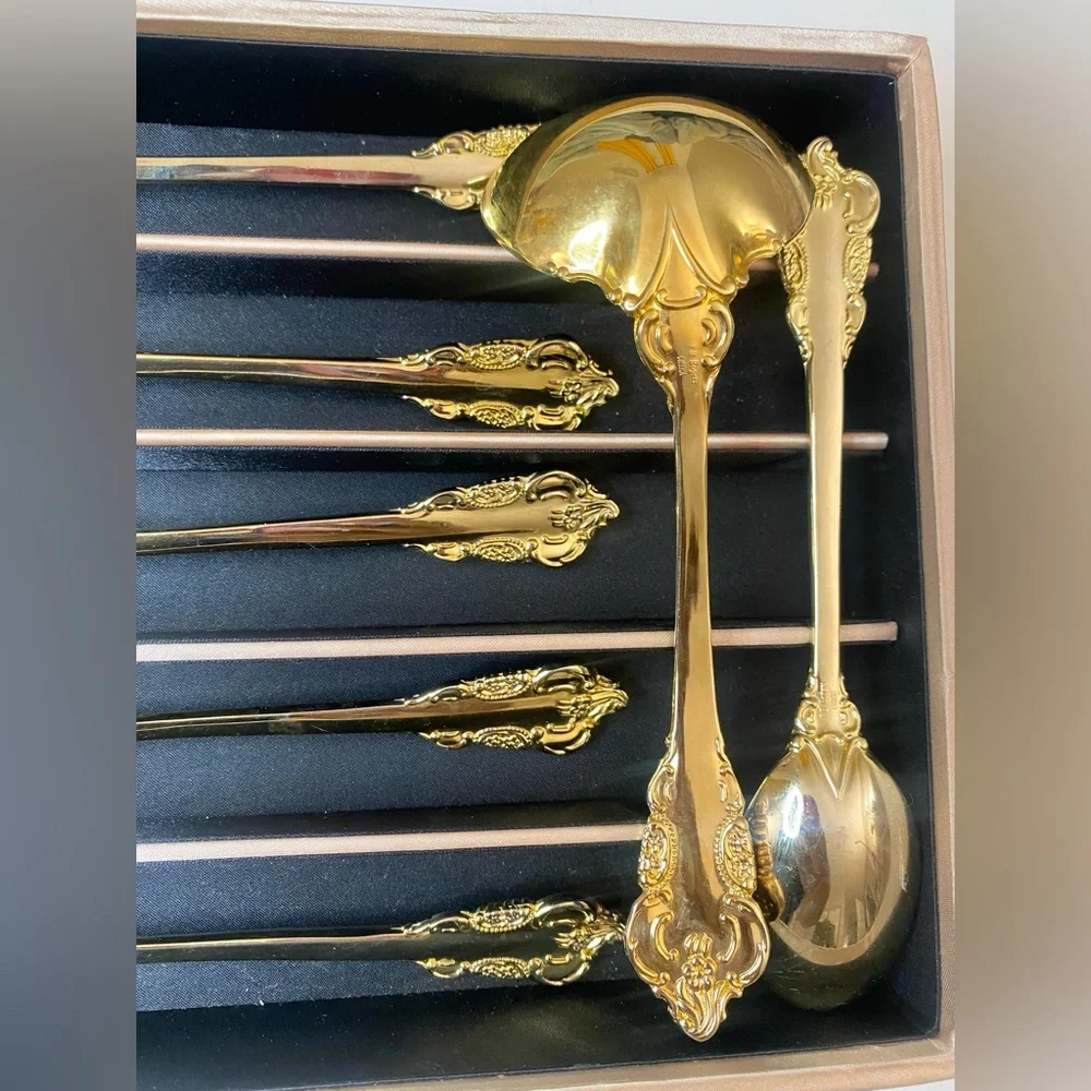 F.B. Rogers Golden French Rose gold electroplated flatware (7 pieces)